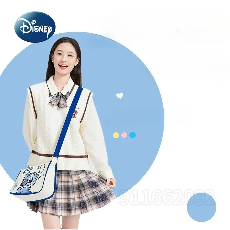 Disney Stitch New Shoulder Messenger Bag Canvas Fashion Girl Shoulder Bag Luxury Brand Original Casual Girl Bag Large Capacity