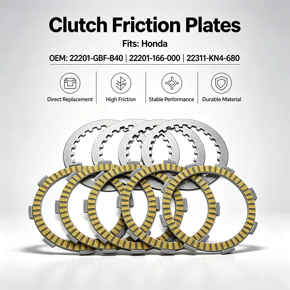 Motorcycle Friction Clutch Plates For Honda XL200R ATC200 CD200 XD TA CM185 CM200 CTX200 CTX 200 TL200 J/Y TLR200  22311-KN4-680