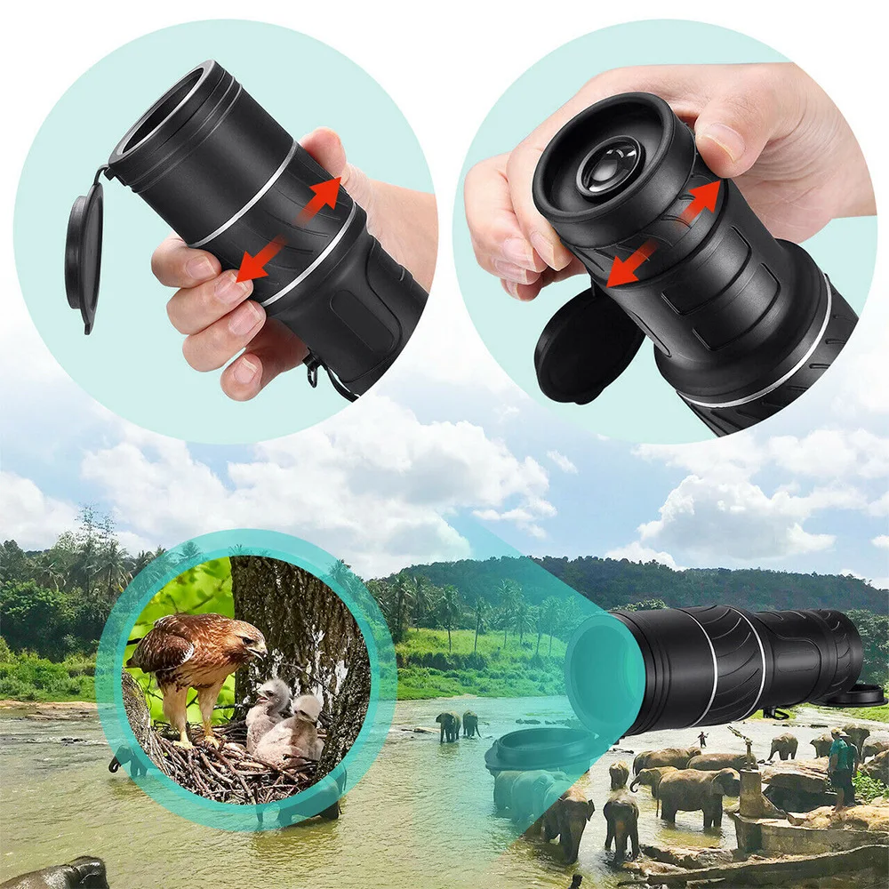 Mini telescopio óptico portátil para adultos, Monocular de alta potencia con visión nocturna Hd, 16x52, para exteriores