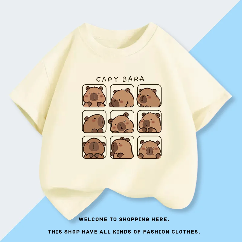 

Kapibara Children's Short-sleeved T-shirt, Summer New Style Shorts, Small, Medium and Large Sizes for Boys and Girls