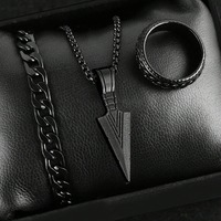 3pcs Fashion Alloy Men's Cross Pendant Necklace, Bracelet & Ring Combo Jewelry Set