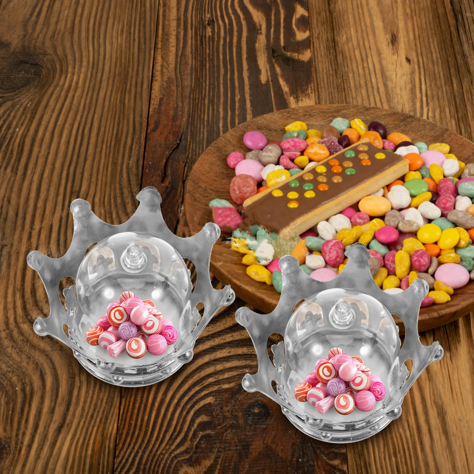 

12pcs Candy Box Crown Shape Fillable Plastic Treats Holder For Birthday Shower Wedding Party Favor Packaging Decorations