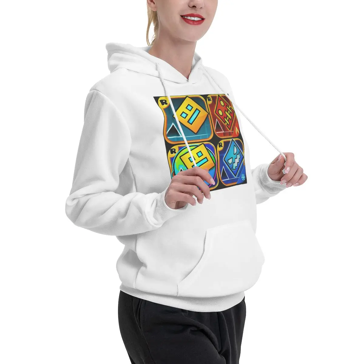 Videospiel Geometrie Dash Paar Hoodies Männer Frauen Casual Pullover Sweatshirts Hip Hop Langarm Kleidung Herbst Winter