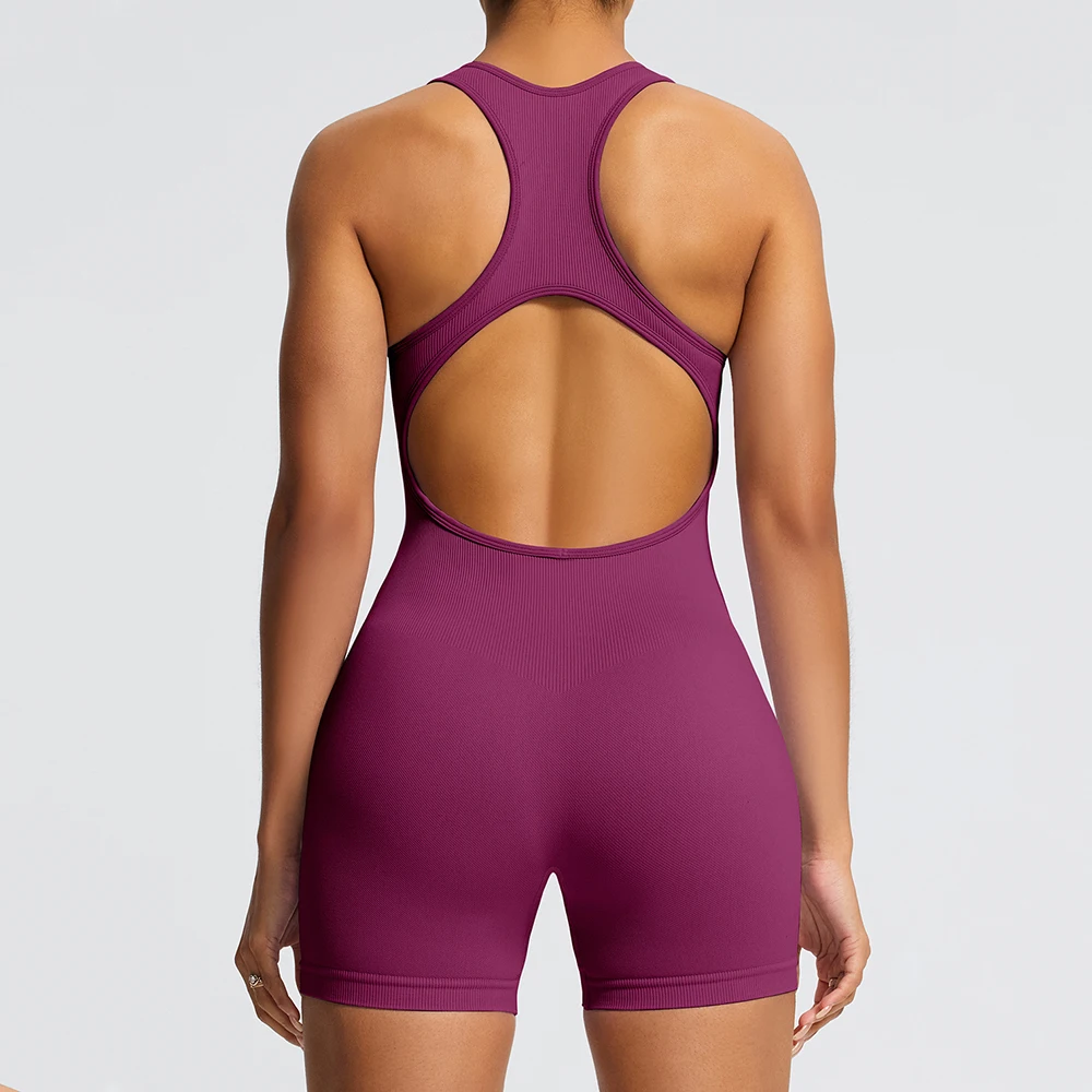 Seamless Yoga Jumpsuit One Piece Outfit Fitness Bodysuit Workout Clothes for Women Sportwear Women Ribbed  Rompers Activewear