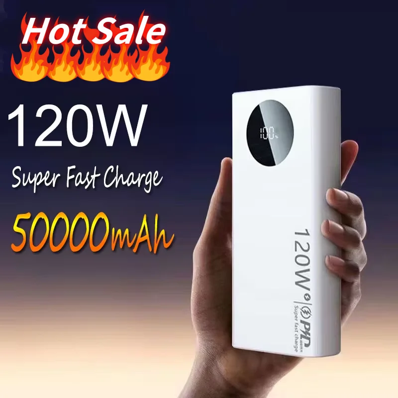 50000mah 120w High Capacity Power Bank Super Fast Charging Power Bank Mobile Phone External Battery For Xiaomi Iphone 2024