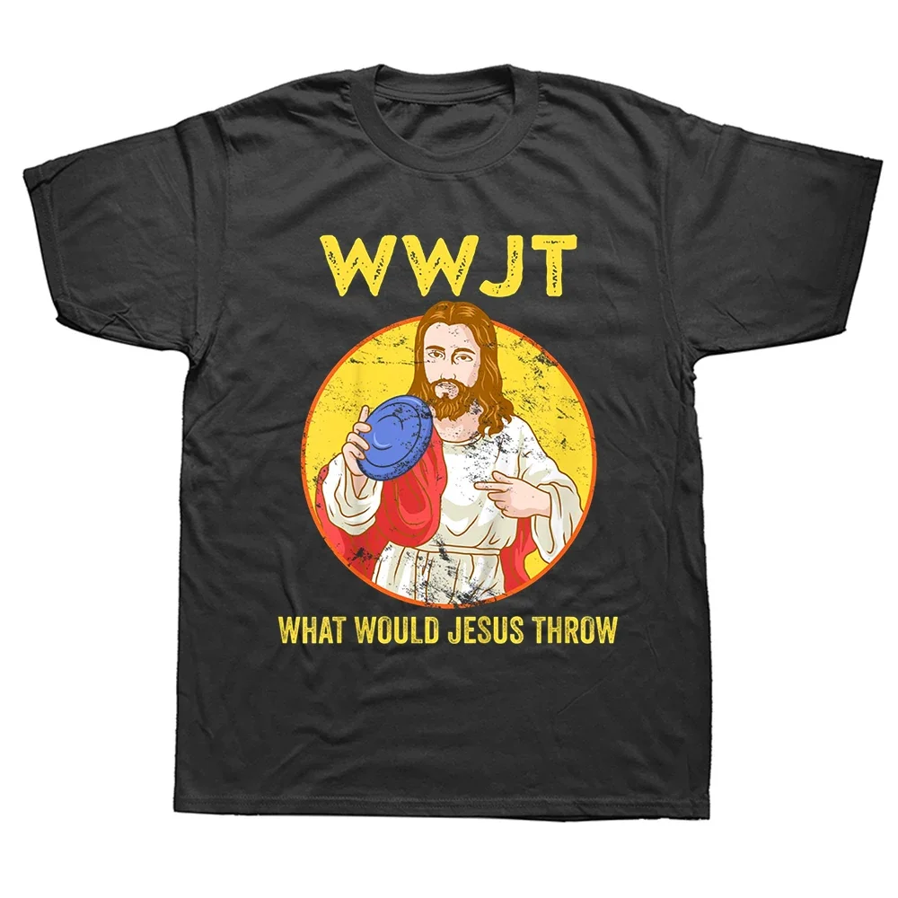 Disc Golf What Would Jesus Throw WWJT Christian Men Women Vintage T Shirts Summer Streetwear Golfing Birthday Gifts T-shirt