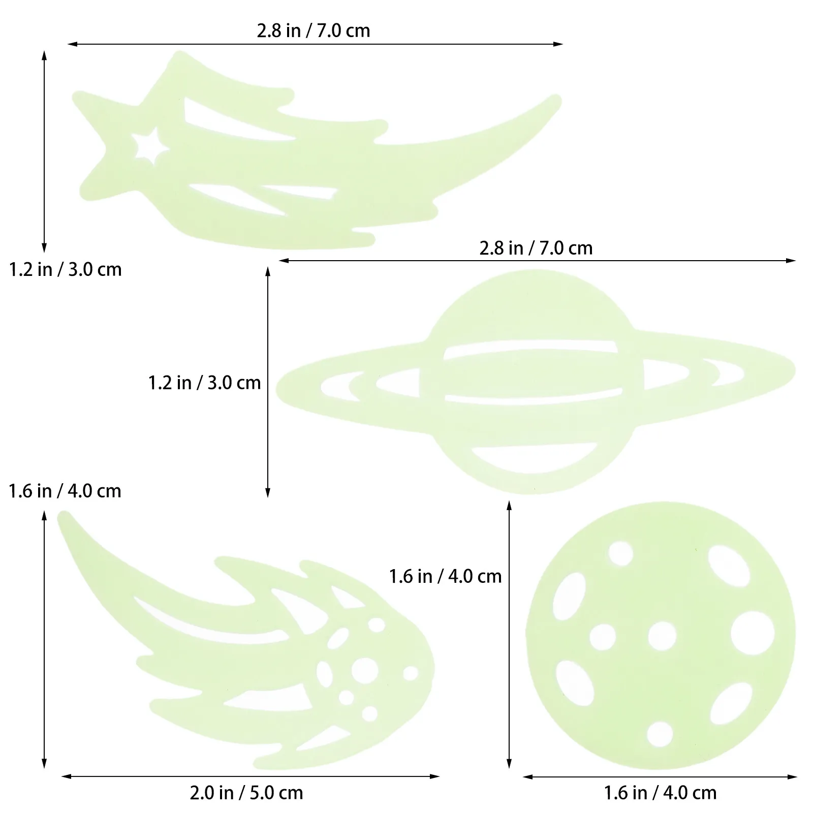 40Pcs Wall Decorative Stickers Luminous Meteor Glow in The Dark for 's Room Bedroom Window Use Removable