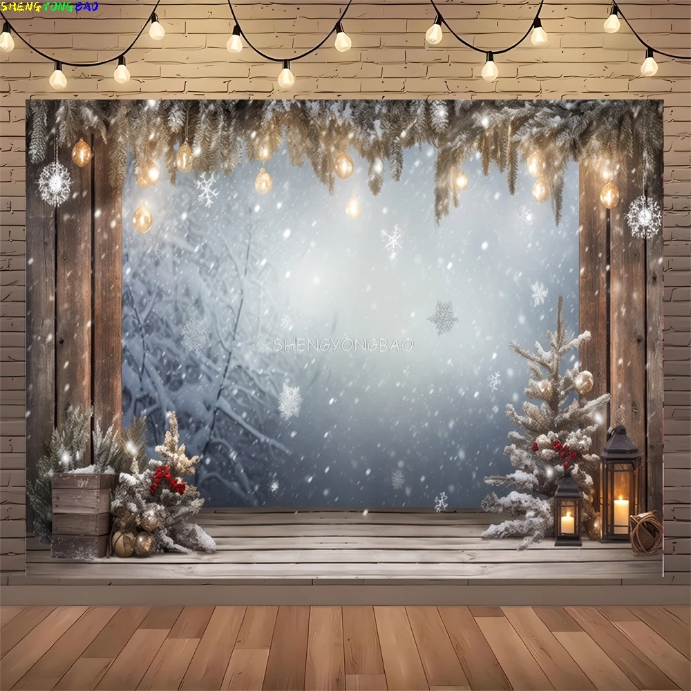 Рождественская елка с подарочными коробками, фоны для фотографий, зимние снежные украшения, деревянная дверь, камин, фон для комнаты, реквизит WR-08