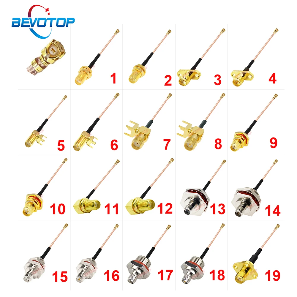 10PCS/LOT RP-SMA/SMA żeńskie do uFL/u.FL/IPX-1 Złącze żeńskie RF Coax Pigtail Antena Przedłużacz Zworka RG178 Kabel SMA do IPX