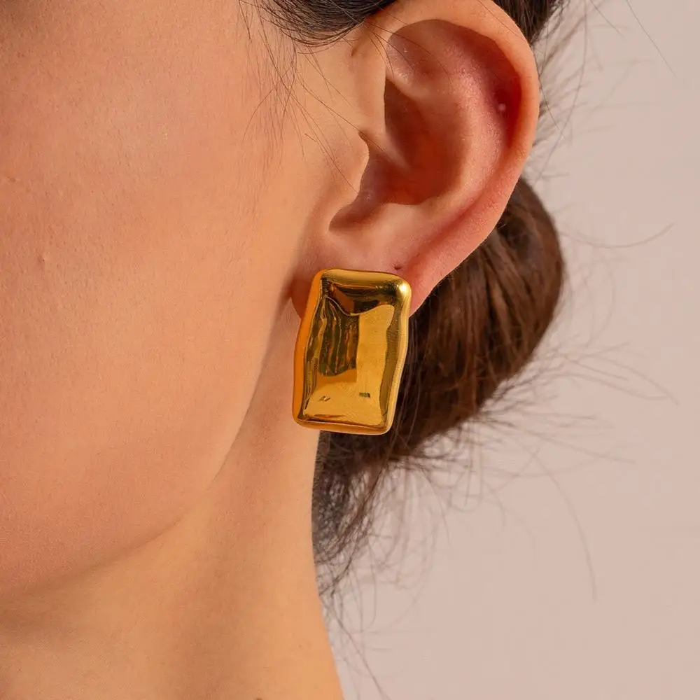 

ENFASHION Aretes De Mujer Geometry Square Stud Earrings For Women's Stainless Steel 18K Gold Plated High Street Jewelry E251672