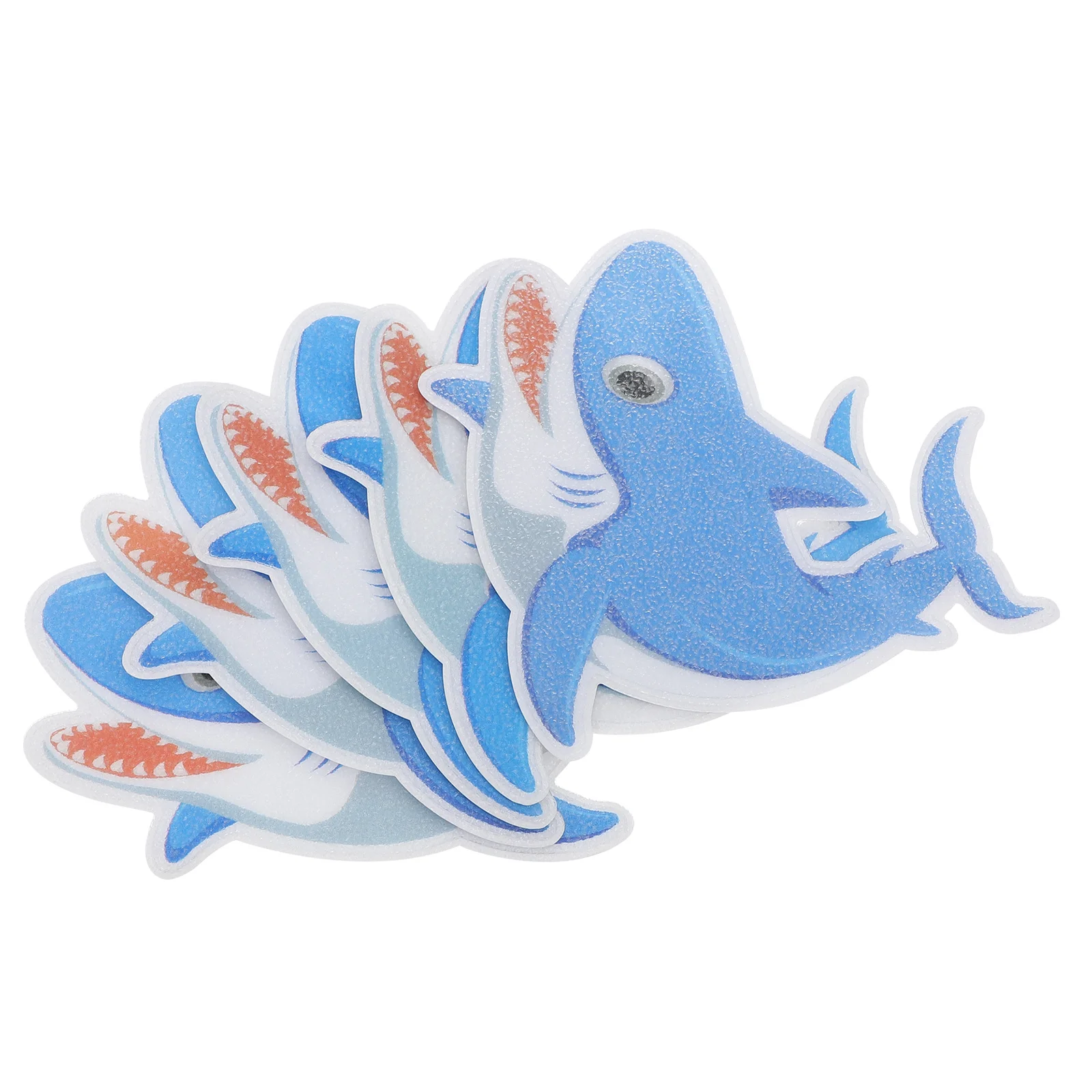 5 قطع من ملصقات السلامة المضادة للانزلاق سهلة التركيب، ملصق أرضية الحمام بنمط القرش لمنع الانزلاق باللون الأزرق #5