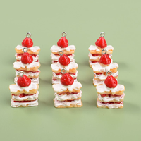 10pcs/Pack 3D Resin Simulation Multi layer Strawberry Cream Cake Keychain Hanging Earrings Pendant DIY Accessories