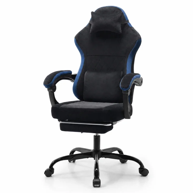 Chaise de jeu ergonomique avec appui-tête et soutien lombaire, chaise de bureau à hauteur réglable, siège pivotant à 360 degrés, chaise d’ordinateur stable pour le bureau à domicile.