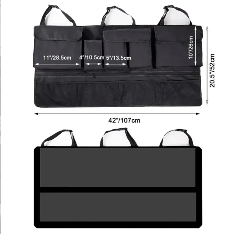 Back Seat Car Trunk Hanging Storage Bag Organizer With 9 Pockets Oxford Waterproof Multi-pocket Car Trunk Storage Bag Organizer image 6