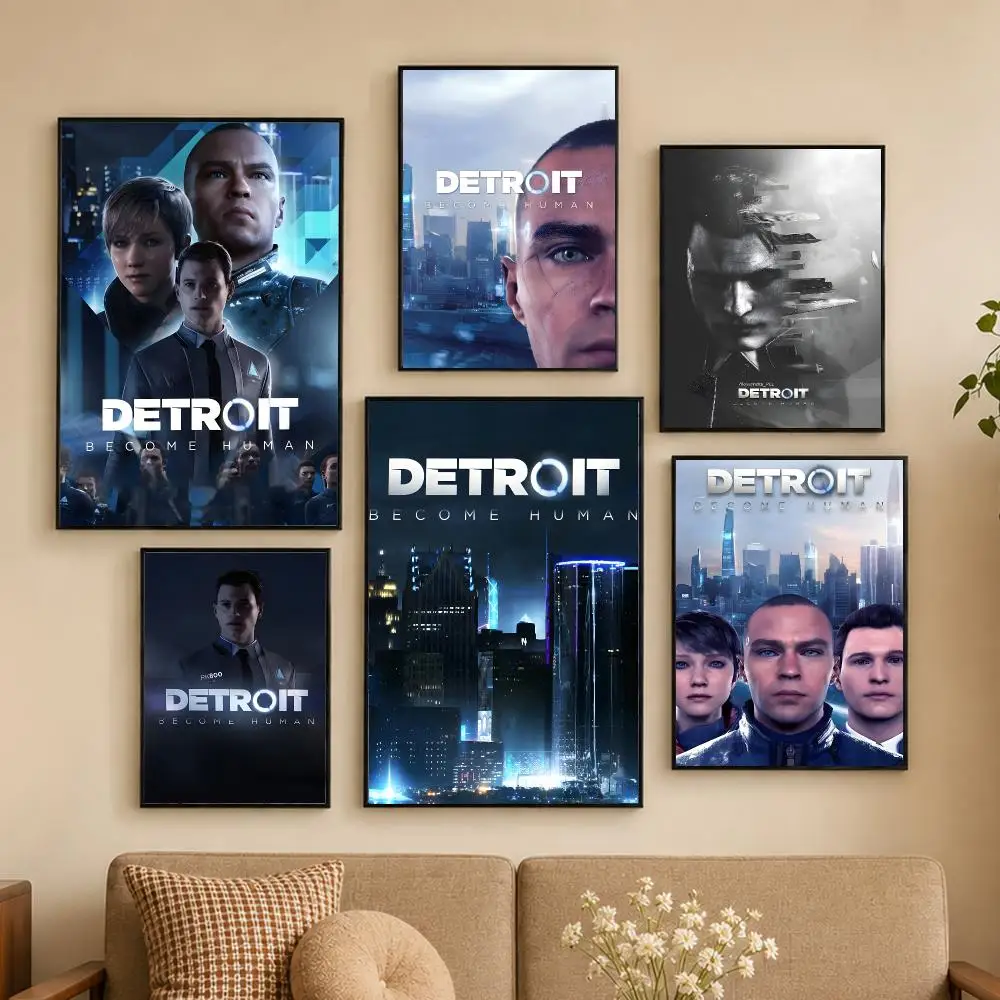 D-Detroit Become H-Human Game Poster Self-adhesive Waterproof Paper Stickers For Wall Decoration In Bedrooms And Bar Rooms