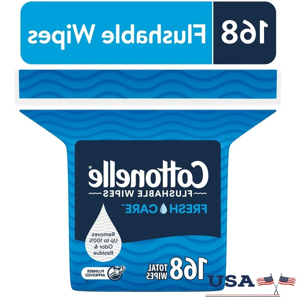 

Flushable Wet Wipes Adults 100% Biodegradable Resealable Bag 168 Count Gentle on Skin Odor Elimination Mess Removal Septic Safe