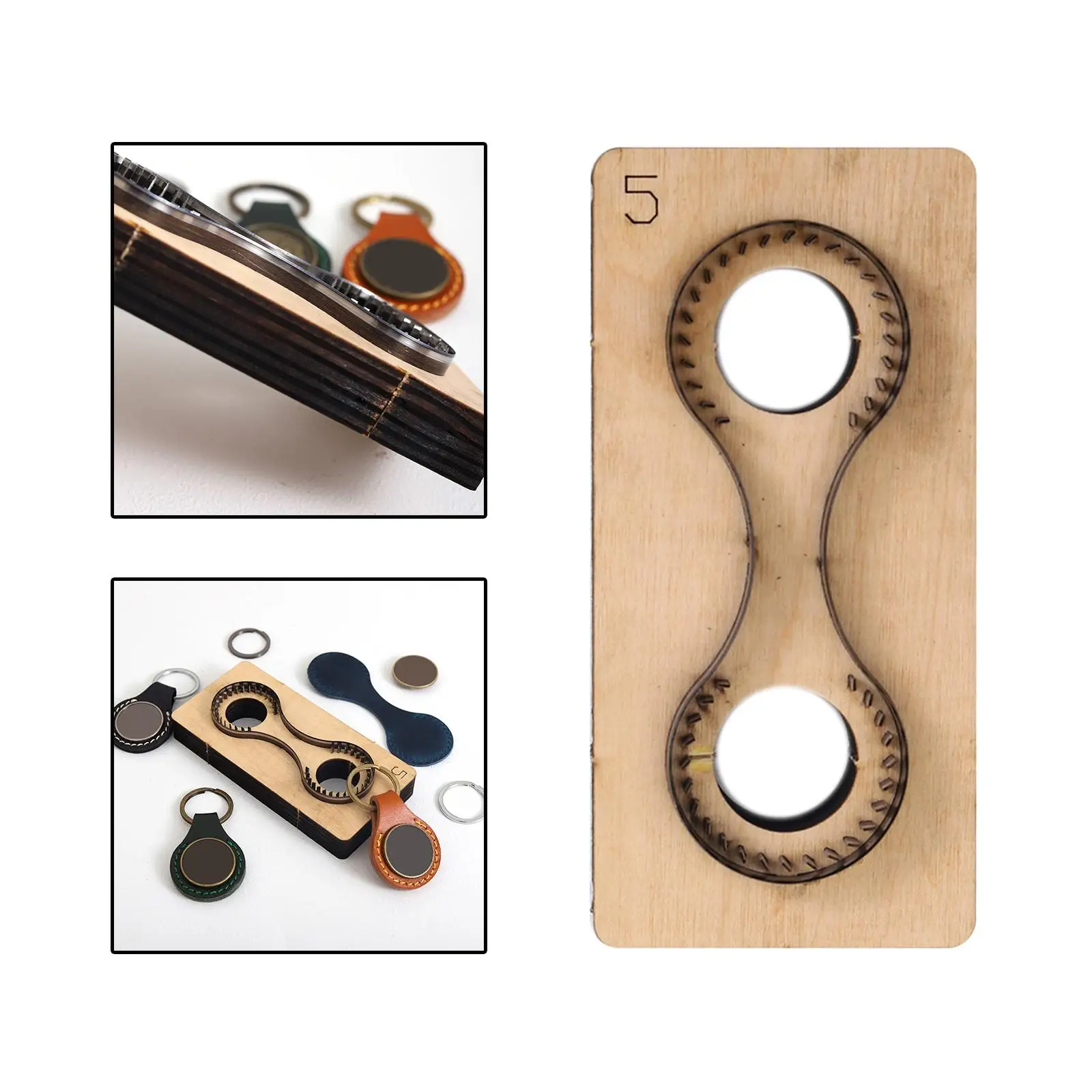 Metal Cutting Dies Key Chain 1 Piece Tool Set Reusable DIY Craft Template Wooden Cutter for Keychain PU Leather Leathercraft