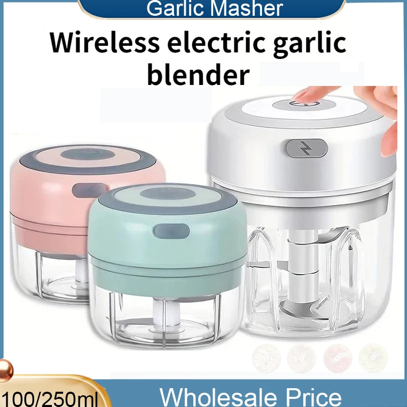 100/250mL Powerful Garlic Mincer Speedy Electric Chopper Mini Vegetable Crushing USB Fast Charging Garlic Masher Food Chopper