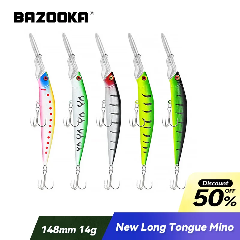 Bazooka 14g Fishing Lure Swimbait Carp  Baits  Long tongue Floating Minnow Steel Crankbait Winter Hard Plastic Pike Bass