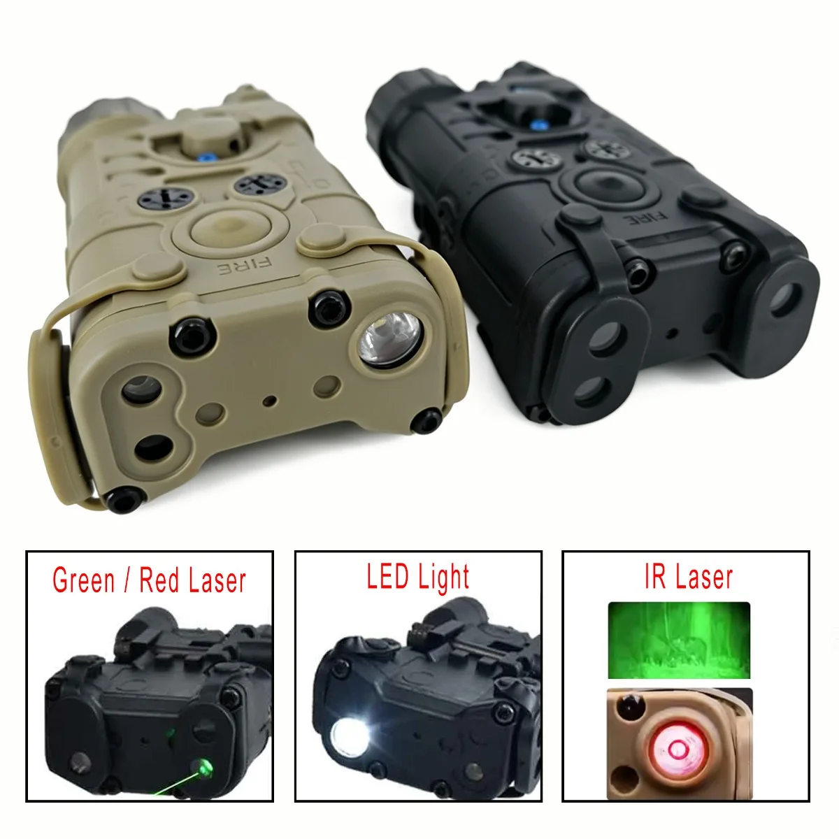

Tactical NGAL L3 Laser Sight Combo Red/Green Laser White LED Flashlight Strobe Light IR Laser Fit 20mm Picatinny Rail Hunting
