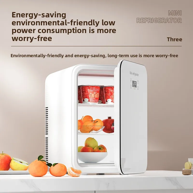 Mini Refrigerator, Dual‑Core Cooling Compact Fridge for Car, Home & Dormitory, Low‑Power Silent Cold Storage Cooler