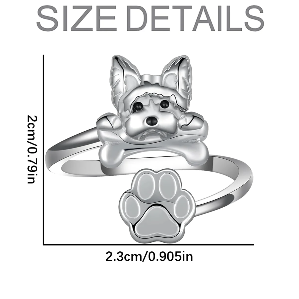 Delicate and Cute Yorkie Dog Ring for Men and Women Open Adjustable Pet Dog Festival Ring Fashion Jewelry Gift for Dog Lovers