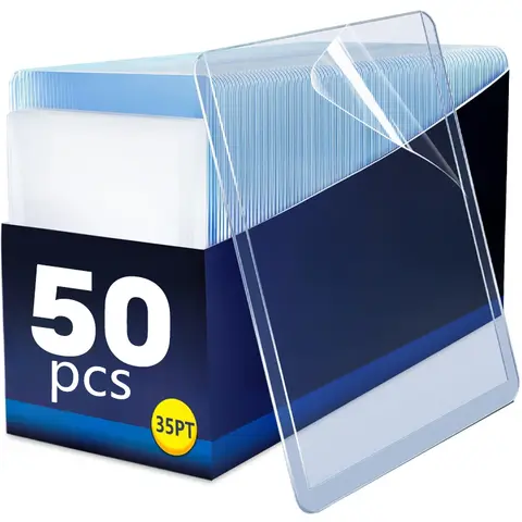 50/1Pcs Transparent Card Sleeve with Protective Film Clear Card Holder Idol Photo Game Baseball Card Holders Cover 35PT 3"x4"