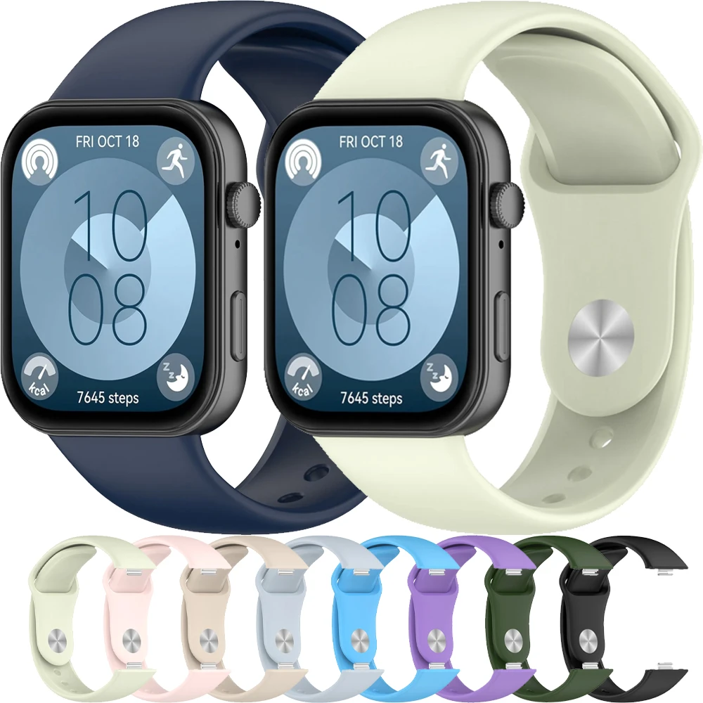 Silicone Strap For Huawei Watch Fit 3/4 Smartwatch Sport Metal Nail Buckle Bracelet For Huawei Watch Fit 4 Pro Belt Accessories