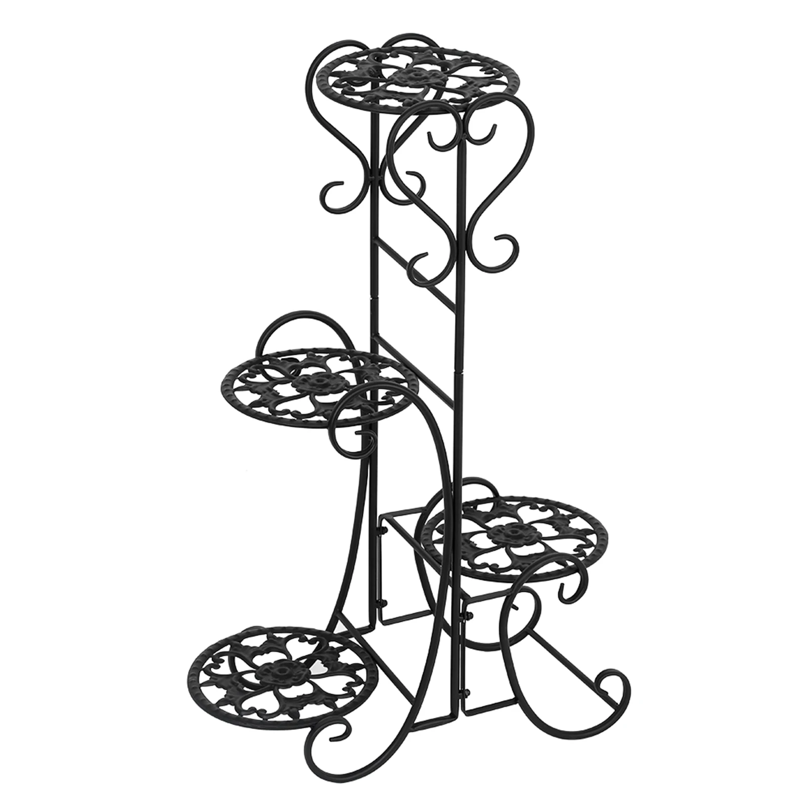 Beautiful Potted Plant Flowers Rack 4 Potted Rounded Flower Metal Shelves Plant Pot Stand Decoration for Indoor Outdoor Garden