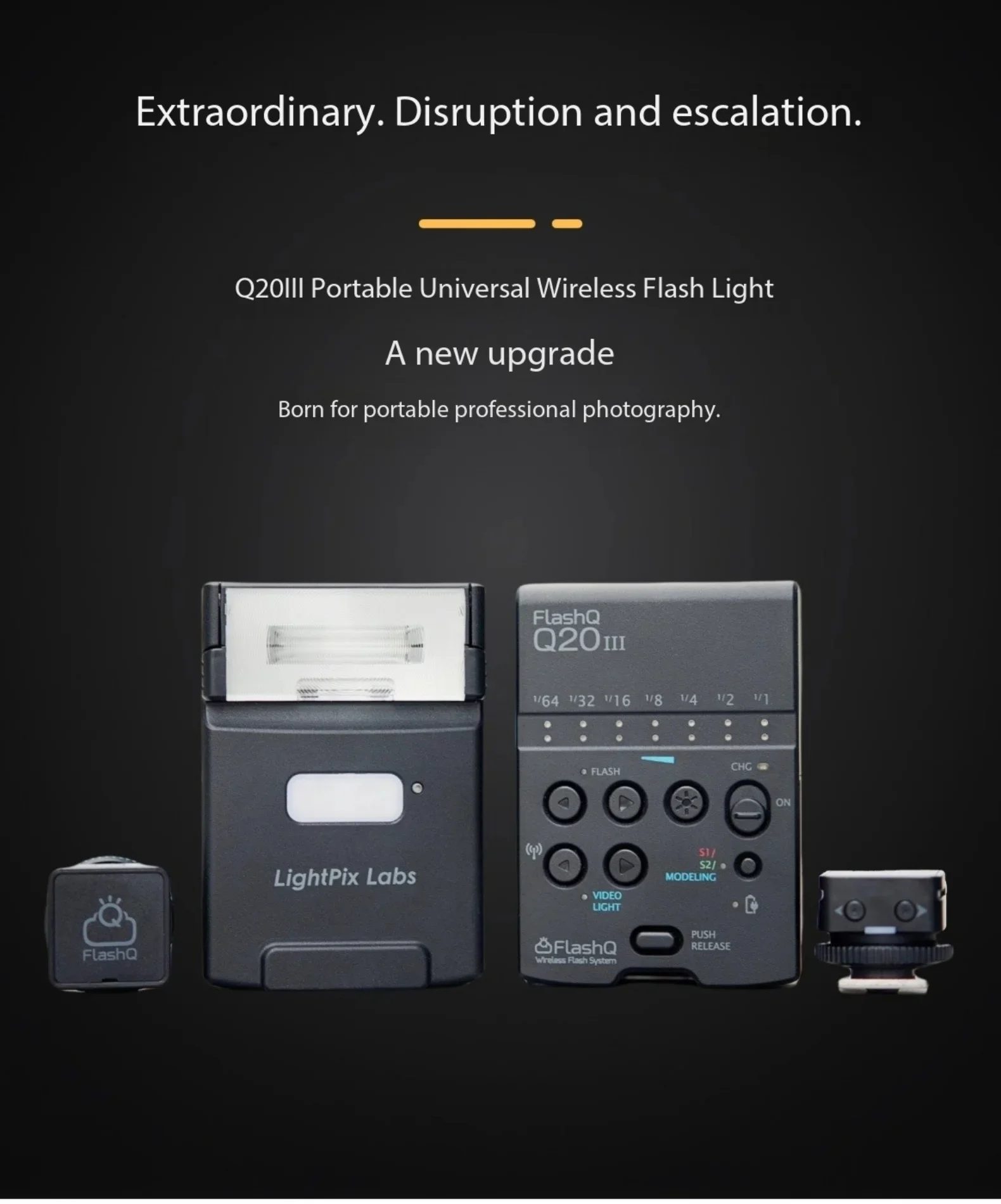 LightPix FLashQ Q20 III Wireless Flash Speedlite LED Fill Light On-camera Flash for Sony Canon Fuji Nikon Panasonic DSLR Cameras