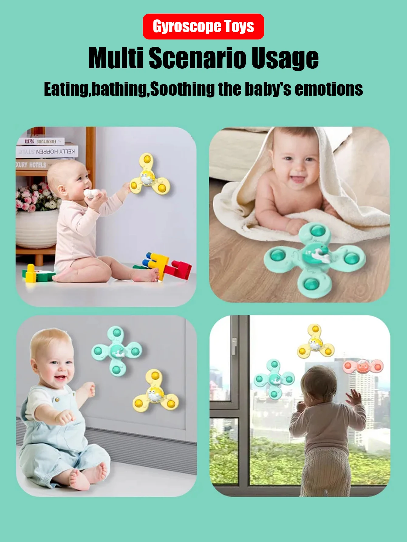 3Pcs/Set Baby Bath Toys Funny Bathing Sucker Spinner Suction Cup Cartoon Rattles Fidget Educational Toys For Children Boys Gift