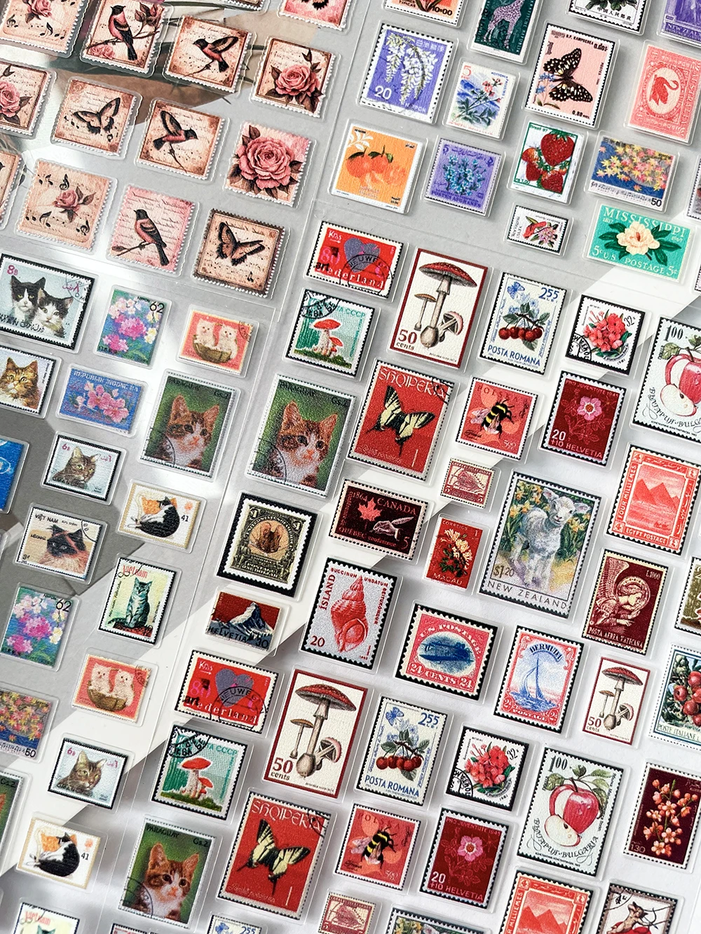 الرجعية Stamps بطاقة بريدية ملصقات الزخرفية Diy بها بنفسك الكلاسيكية زهرة العمارة الحيوان مسمار ملصقات سجل القصاصات ذاتية اللصق المنزلق #2