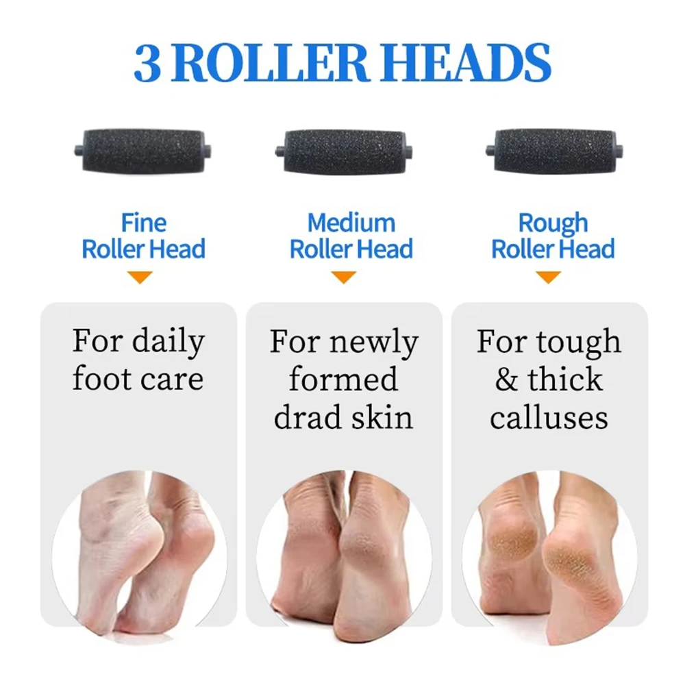 مزيل مسامير القدم الكهربائية المحمولة السلس ملف القدم الكهربائية لإزالة الجلد الميت الجاف المتشقق القابلة لإعادة الشحن مجموعة العناية بالقدم #6