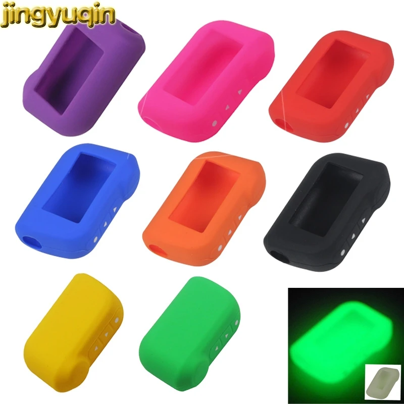 Jingyuqin 10pcs Silicone Keychain Remote Key Case Cover For Starline A63 A93 A96 Two Way LCD Car Alarm Transmitter System