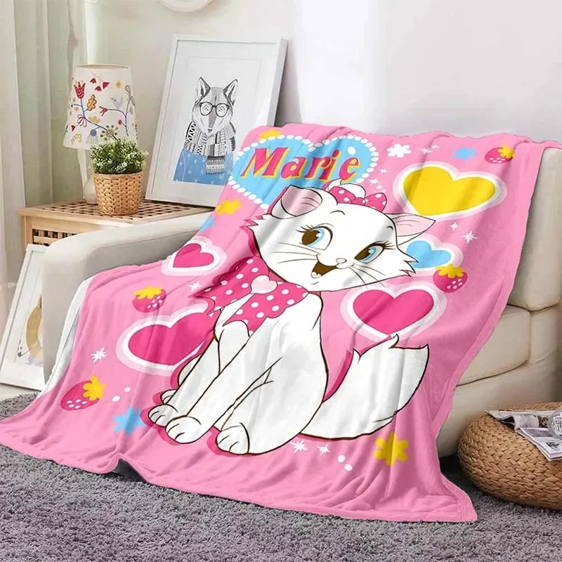 

Mary Cat Flannel Blanket, Disney Print Air Conditioner Plush Comfort Warm Blanket, Travel Office Sofa Blanket