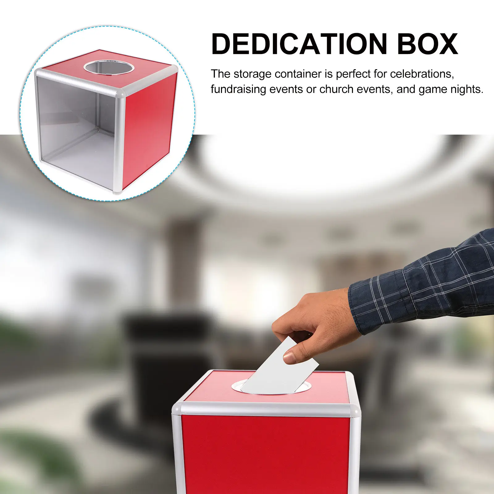 Aluminum Alloy Raffle Ticket Box Lottery Storage Container for Voting Ballots Fundraising Donation Events Corporate Office