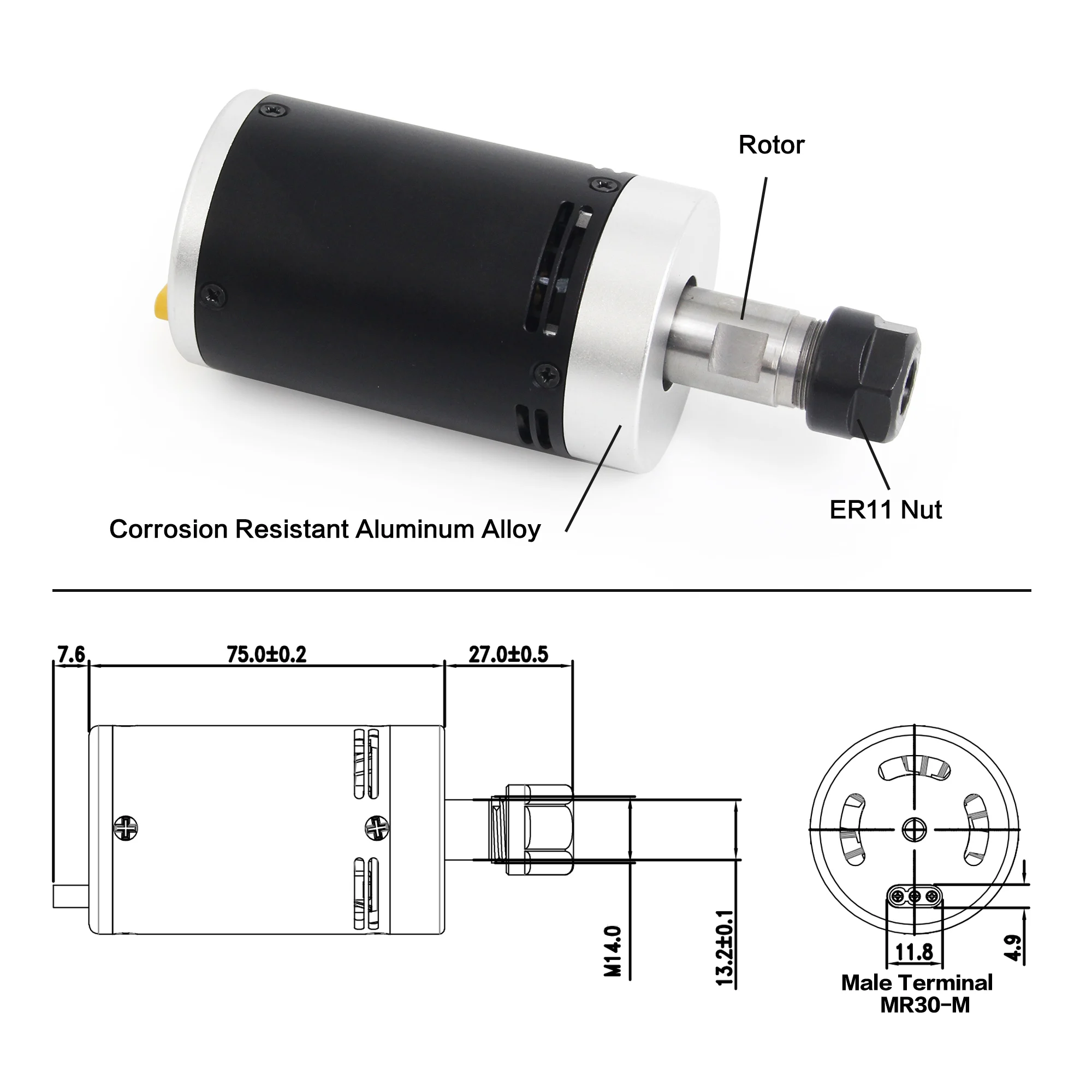 CNC DC Fırçasız Mil Motor Kiti 24V 12000rpm, 3018 Serisi İçin Takılı Sürücü Kartı ve Pens Tutucu ile