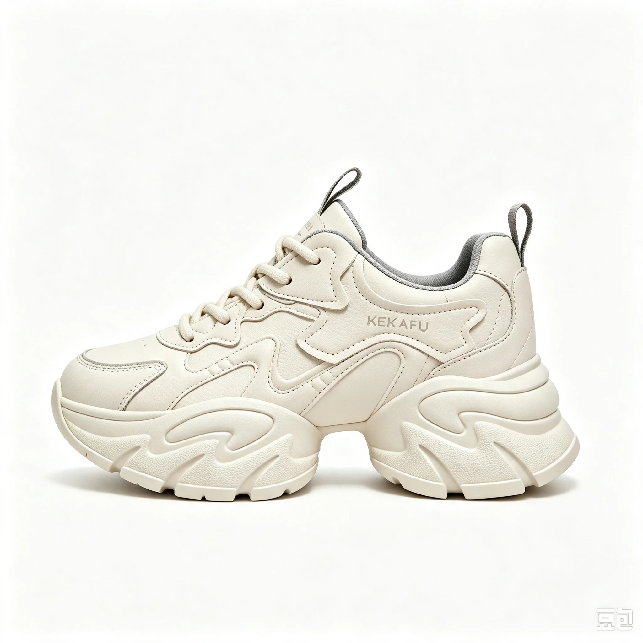 Ladies 6cm Hidden Elevator Chunky Sneakers Leather Platform Lightweight Outdoor Casual Dad Shoes