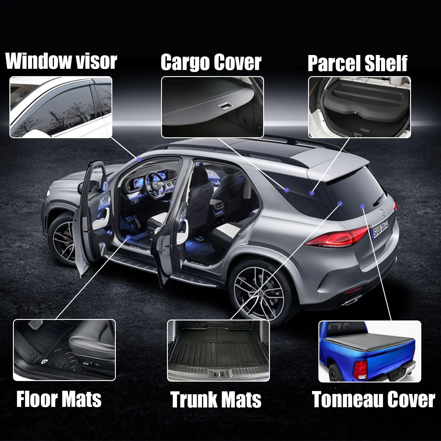 Car Accessories and Parts Car Cargo Cover for BMW X1 X3 X5  Parts Bopar Parcel Shelf