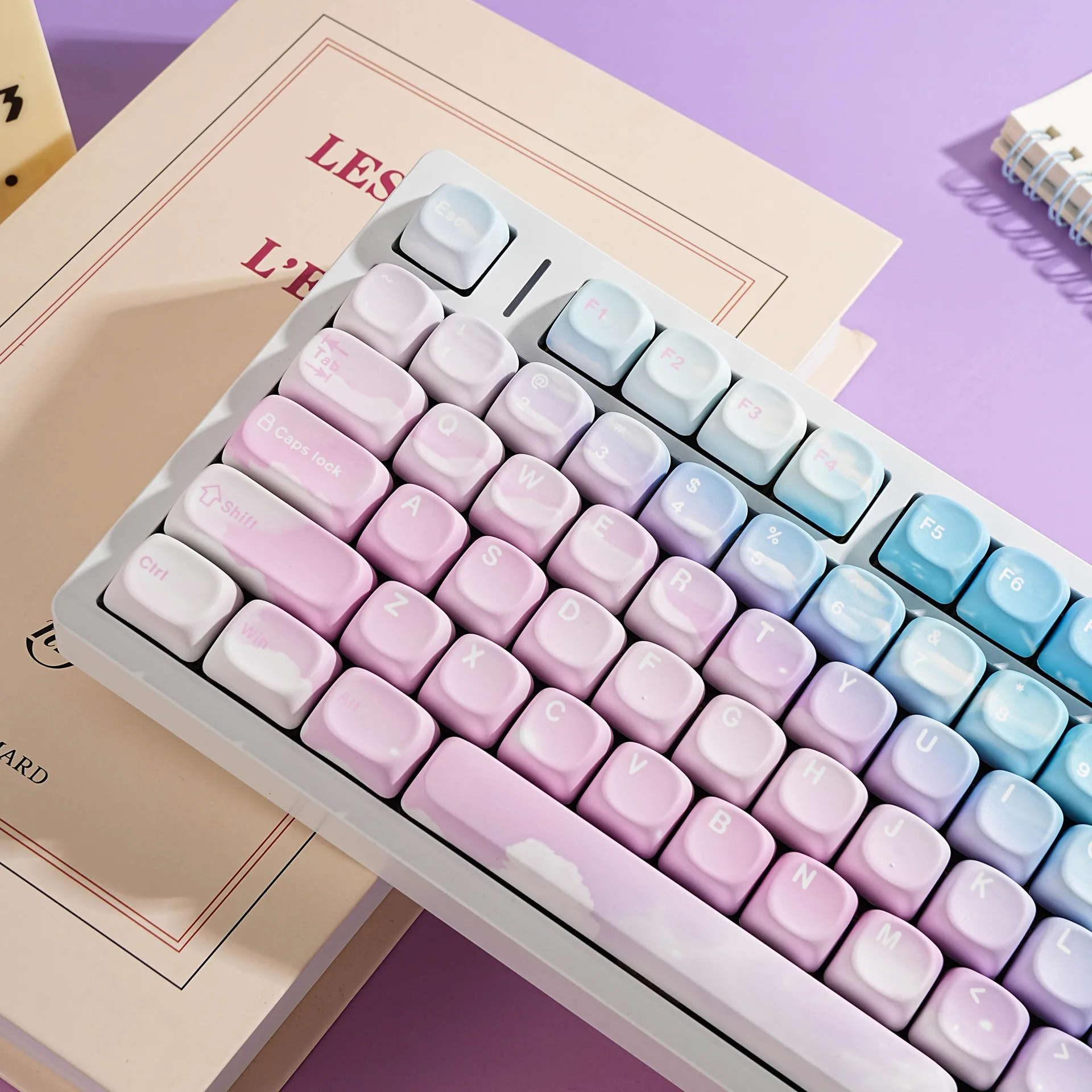 

PBT MOA круглые кейкапы для механической клавиатуры русские, 130 клавиш многоцветные кейкап с русской кириллицей раскладкойкруглые