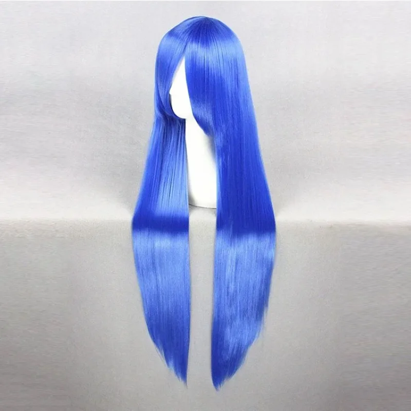 Parrucca cosplay anime capelli blu lisci Seta ad alta temperatura Performance sul palco Festival Party Donna Parrucche piene di capelli simulati