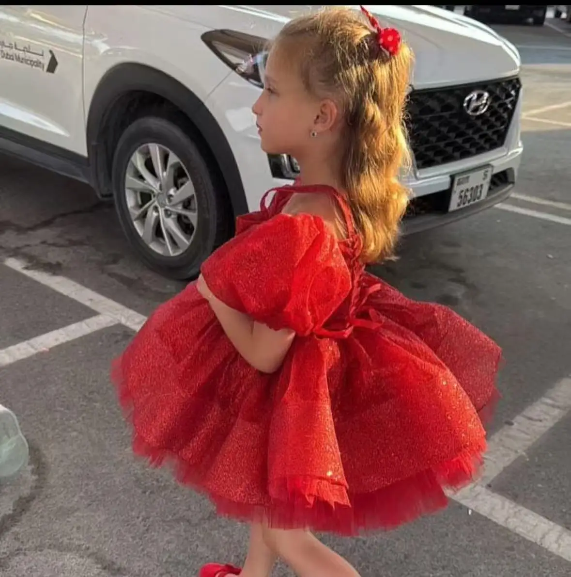 

Red Sequin Birthday Party Dress Toddlers Spaghetti Strap Flower Girl Dress for Wedding Bows Princess Toddler Pageant Dresses