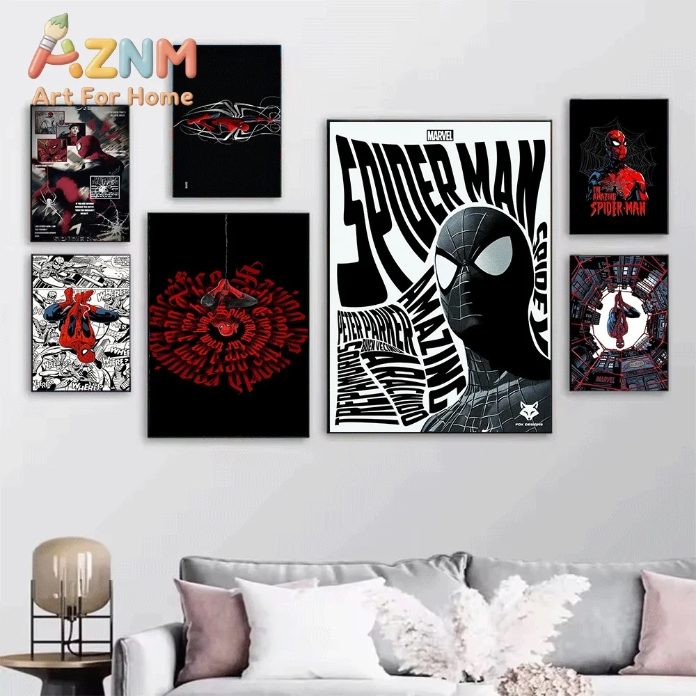 Spider Man Into The Spider Verse Canvas Wall Art No Frame Miles Morales Superhero Comic Poster Print Home Bedroom Living Room - view 2