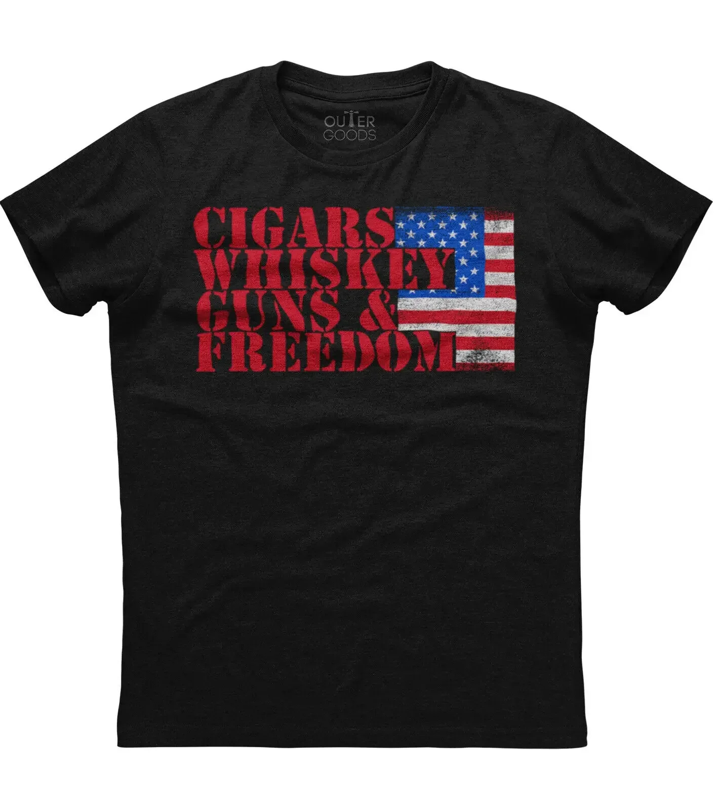 

Сигары Виски Guns & Freedom. Футболка с забавной графической фразой. Летняя хлопковая мужская футболка с круглым вырезом и коротким рукавом, новинка S-3XL