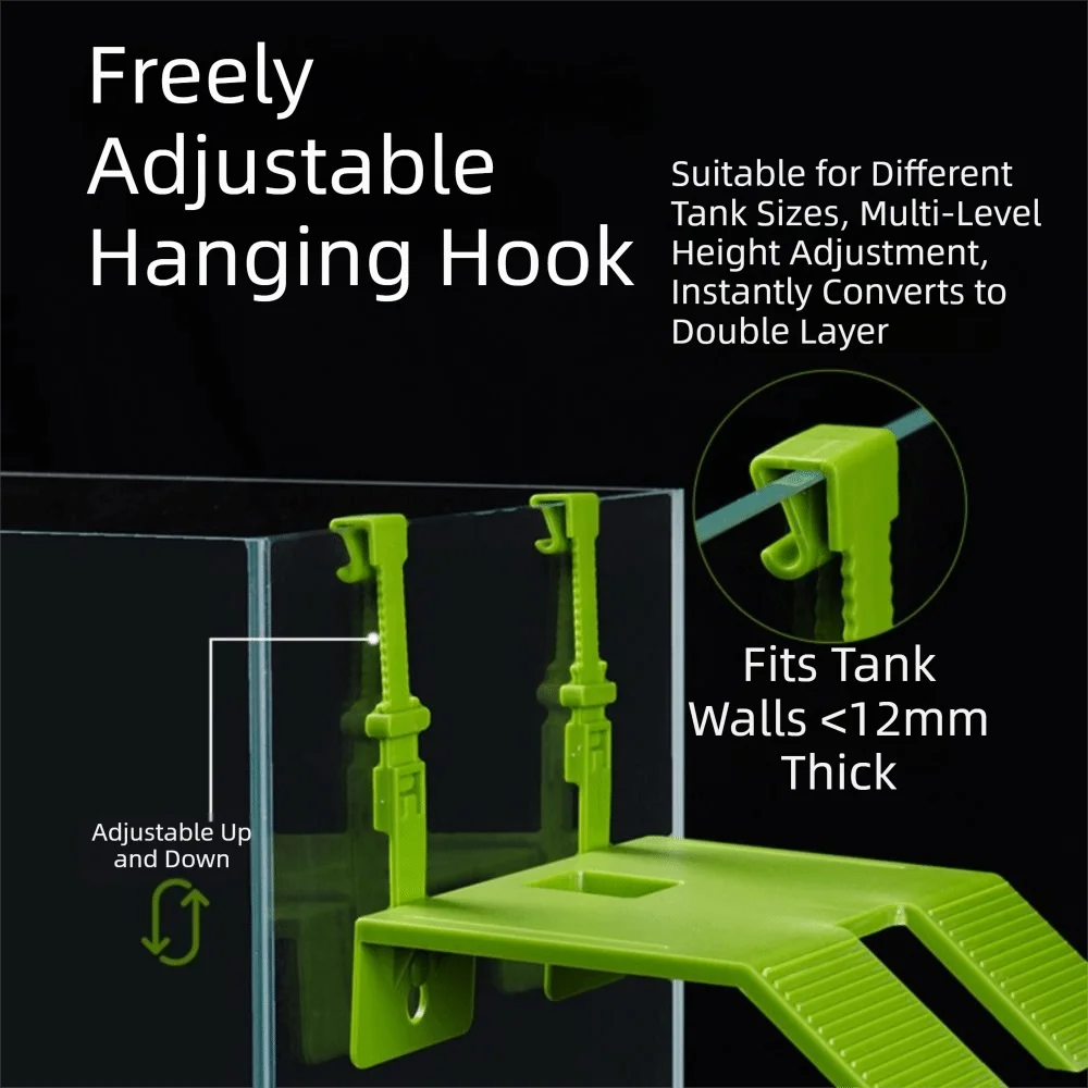 Double Ramp Hanging Turtle Basking Platform with Hooks Anti-Escape Cover Floating Turtle Dock Removable Non-Slip