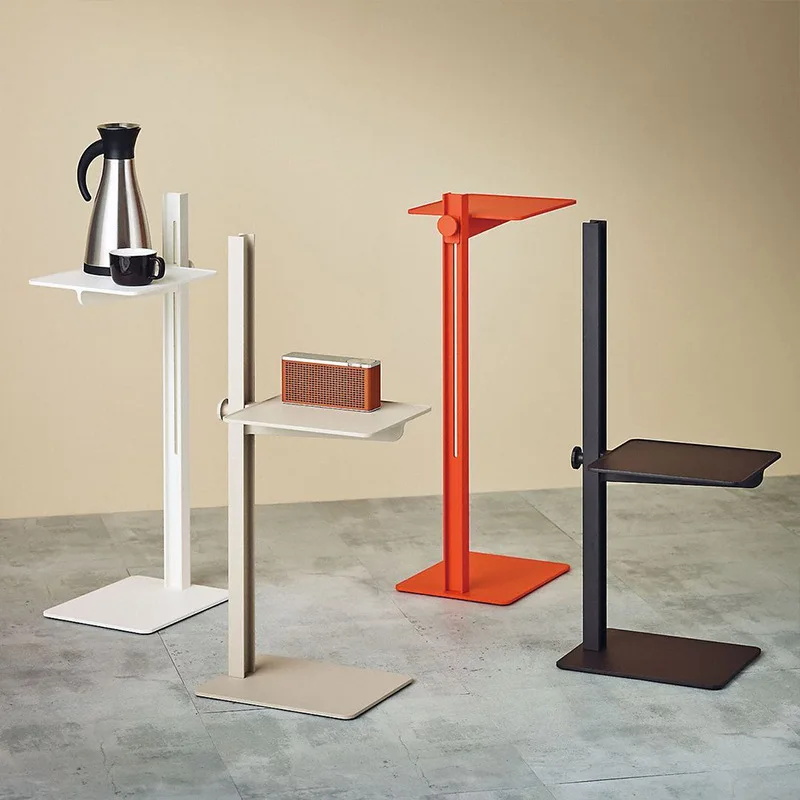 A few small apartments by the sofa, wrought iron corners, metal adjustable height, coffee table, multi-functional bookshelf