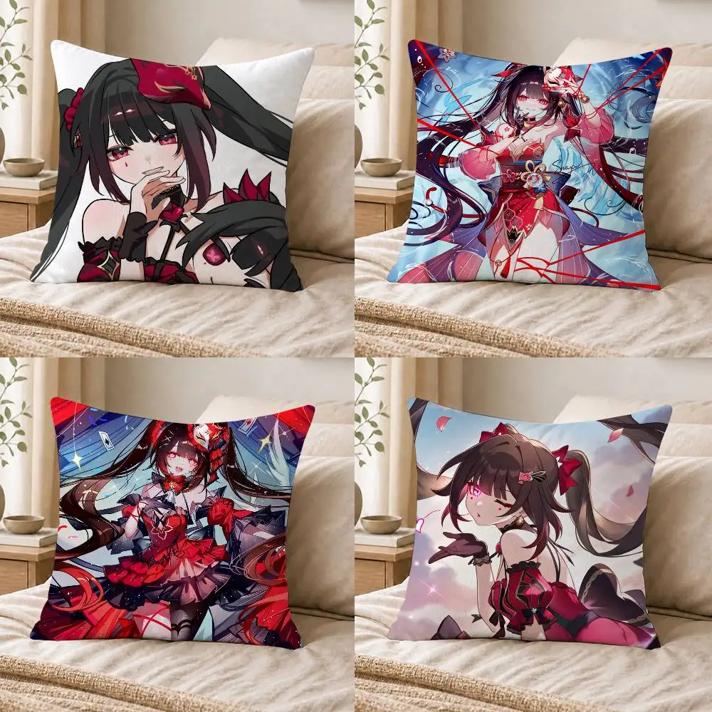 H-Honkai Sparkle Double-sided Printed Square Decorative Cushion Cover for Sofa Living Room Home Decor