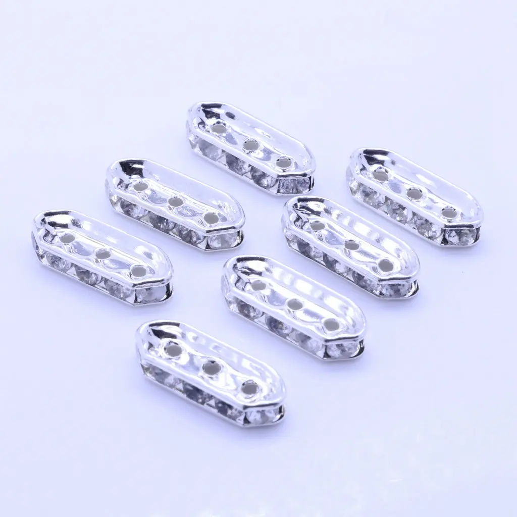 3 Rows of White K Color Inlaid Rhinestones Multi-row Bracelet Spacer DIY Handmade Jewelry Accessories