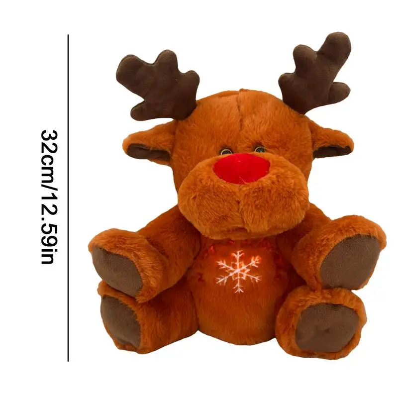 Christmas Moose Breathing Plush Toy Soothing Sleeping Companion Electric Stuffed Animal Huggable Christmas Reindeer Doll Gifts