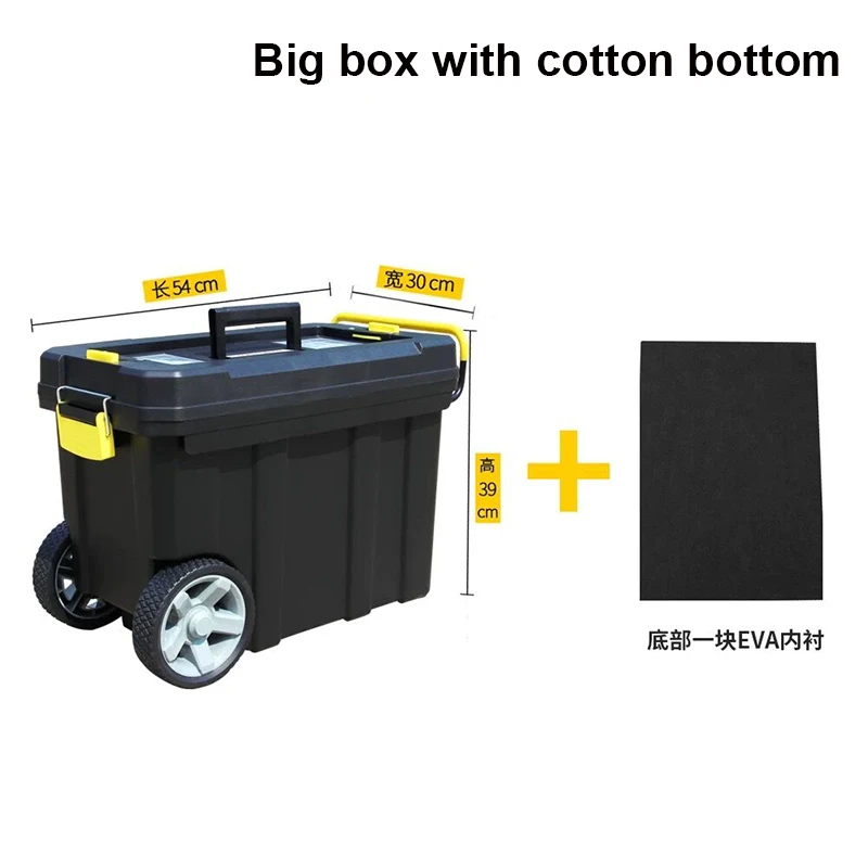 Multi Function Frolley Toolbox With Wheels Double Layer Movable Case Large Plastic Tool Box Thickened Wheel Tool Cart